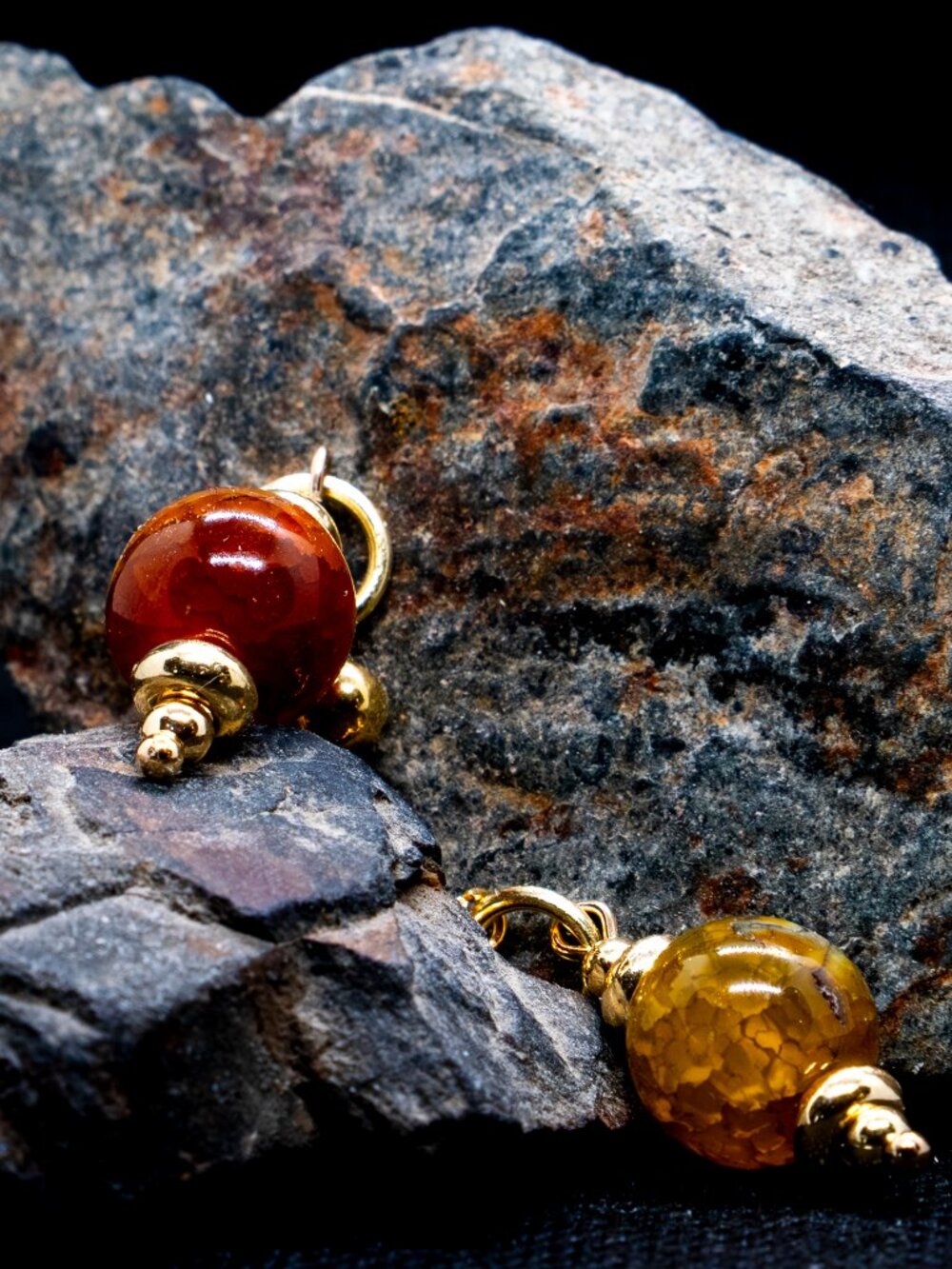 Autumn Amber -- Dangle Earrings